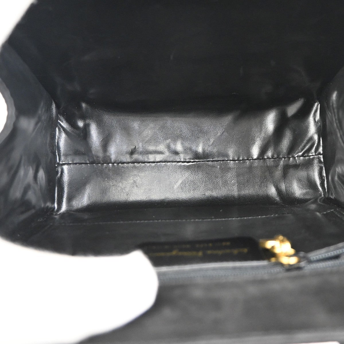 SALVATORE FERRAGAMO 2way Vara Hand Bag Canvas Suede Leather Black GHW 80ZA208