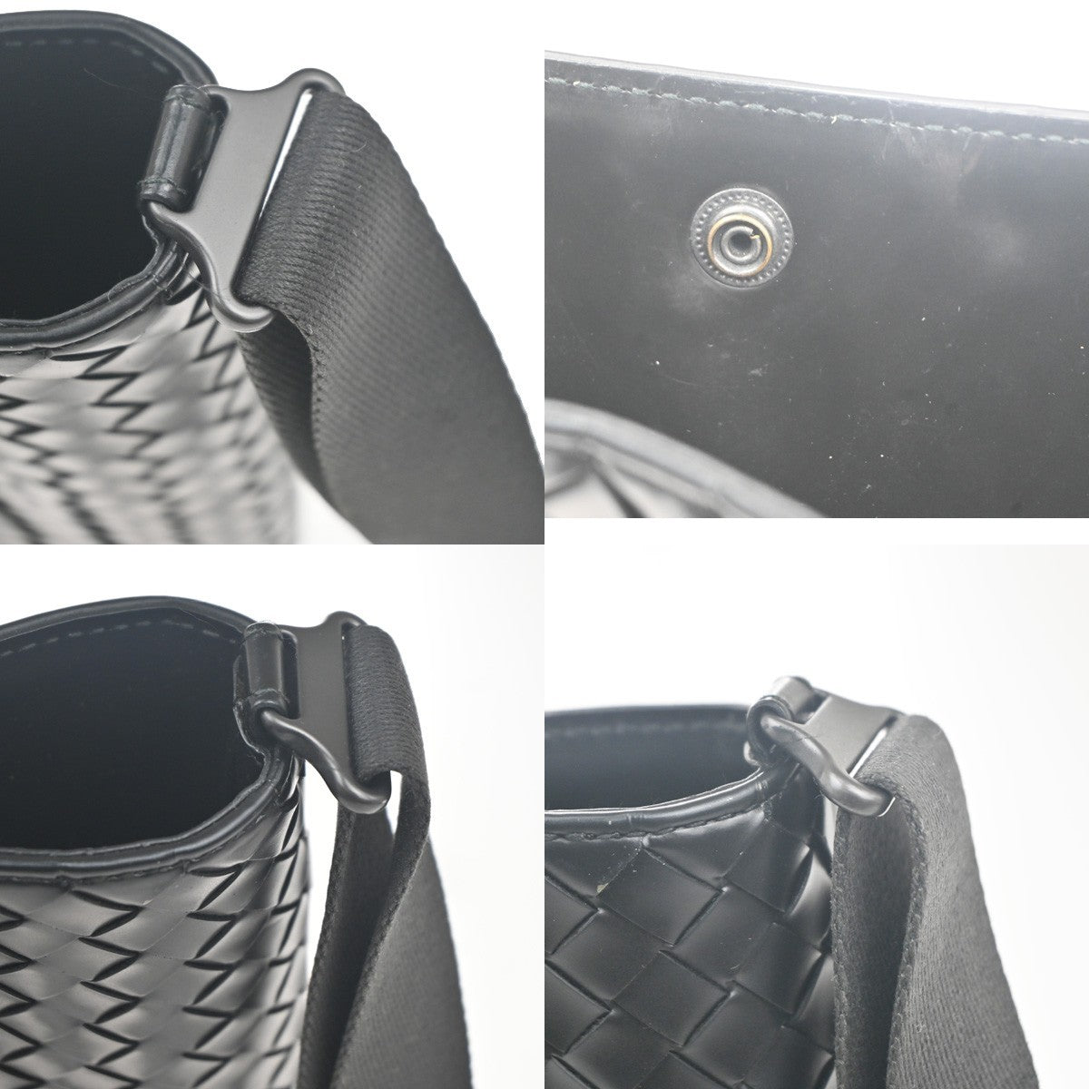 BOTTEGA VENETA Logo Intrecciato Shoulder Bag Leather Black Italy 12RL882