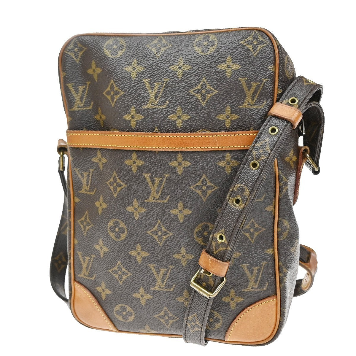 LOUIS VUITTON Logo Danube MM Shoulder Bag Monogram Leather Brown M45264 32CA866