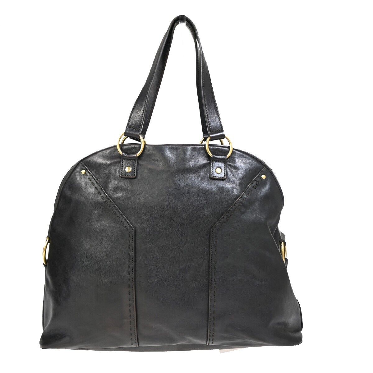 YVES SAINT LAURENT YSL Logo Rive Gauche Hand Bag Soft Leather Brown 62SH775