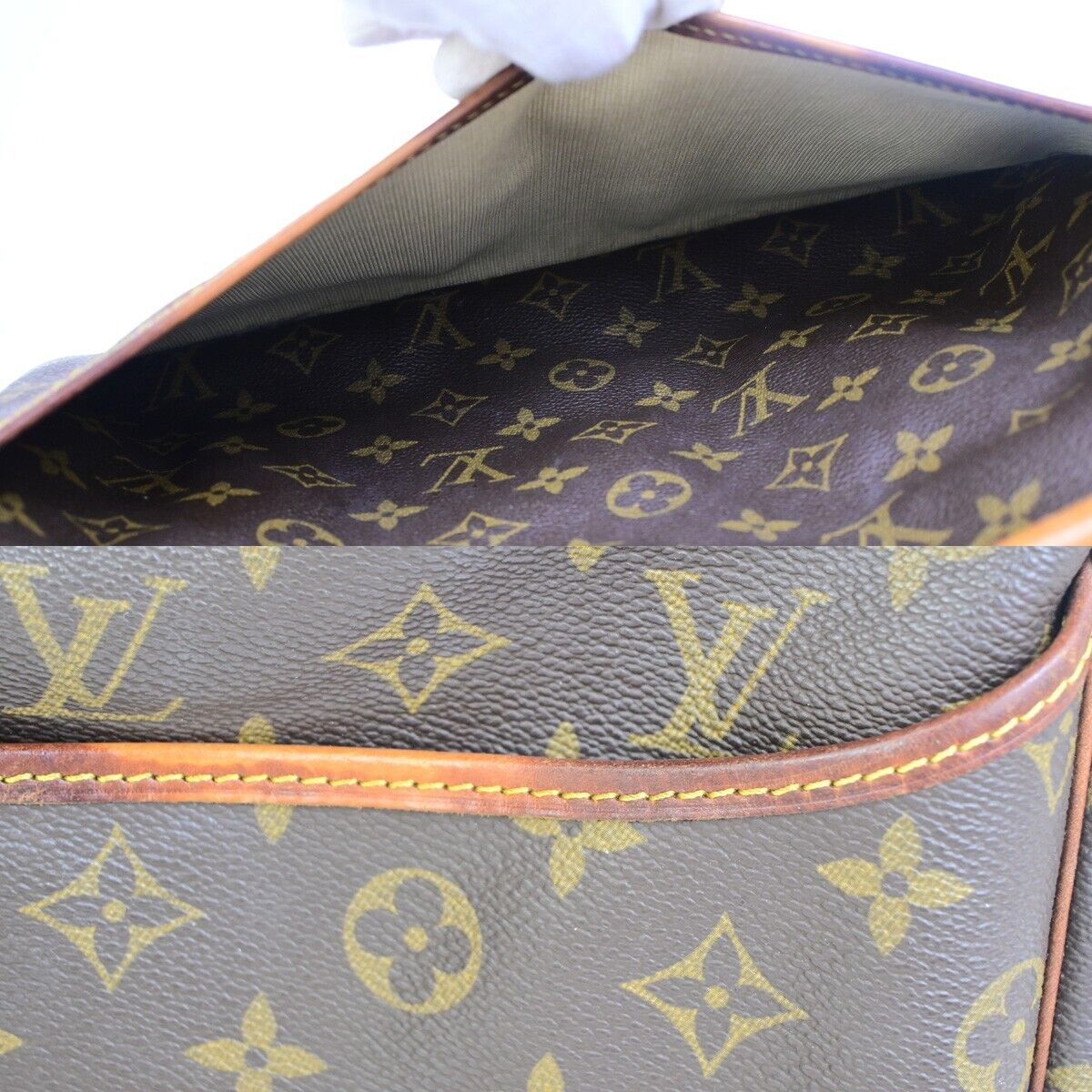 LOUIS VUITTON LV Logo Deauville Hand Bag Monogram Leather Brown M47270 37FB206