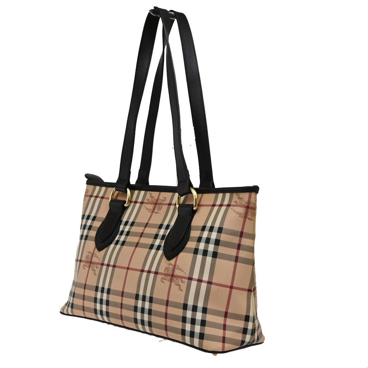BURBERRY Logo Nova Check Shoulder Bag PVC Leather Beige Black Italy 85DA065