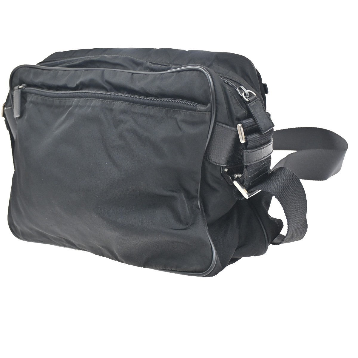 PRADA MILANO Tessuto Messenger Shoulder Bag Nylon Leather Black 64KC010