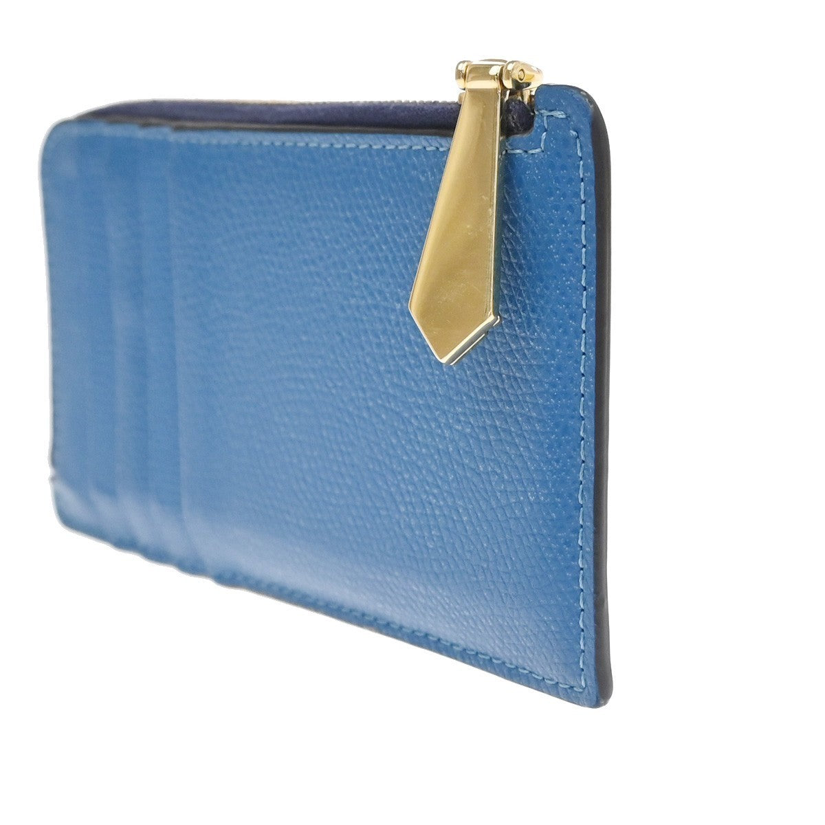 FENDI  Logo Fragment Case Coin Wallet Purse Leather Blue GHW Italy 63CA862