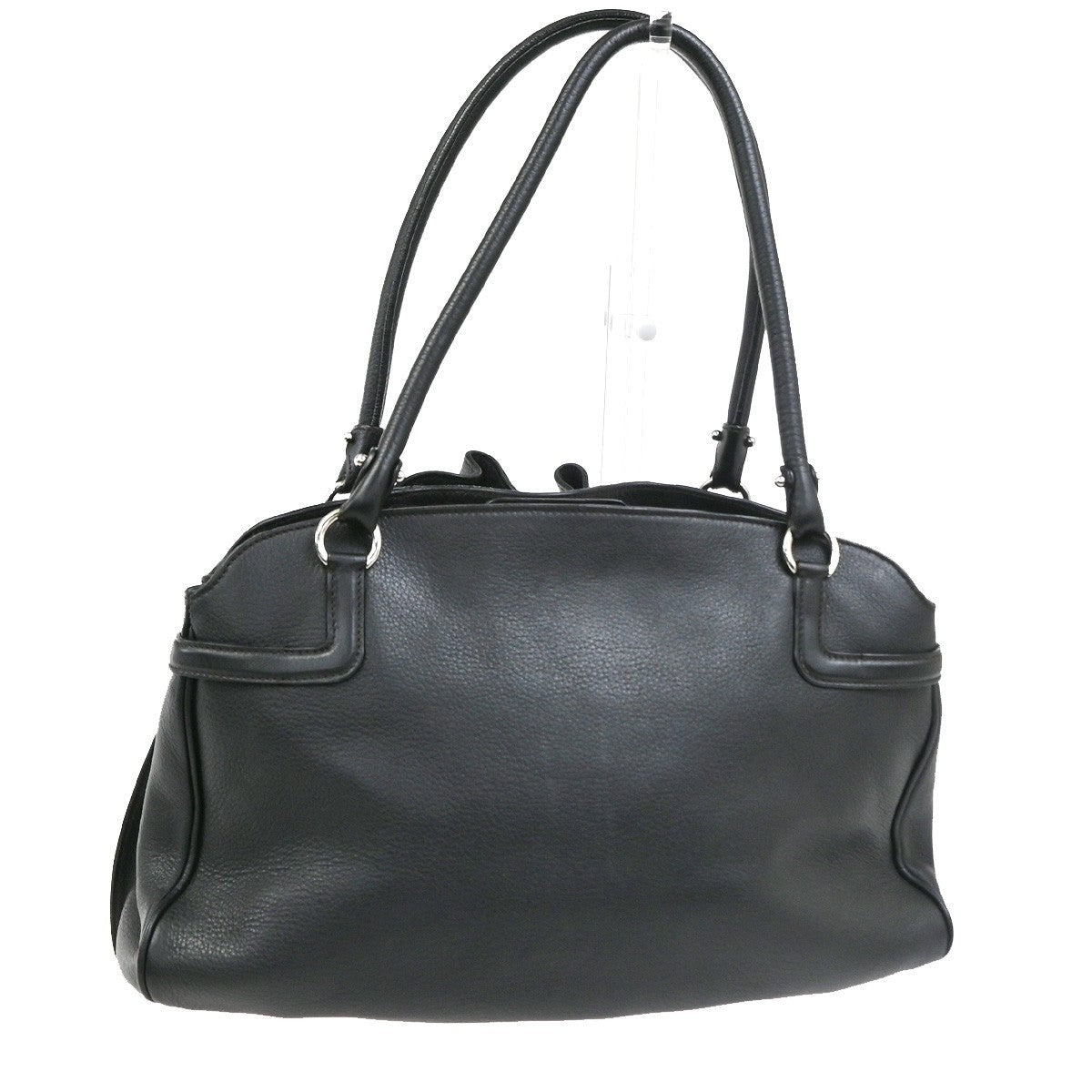 SALVATORE FERRAGAMO Logo Gancini Shoulder Bag Leather Blac SHW Italy 61YJ016