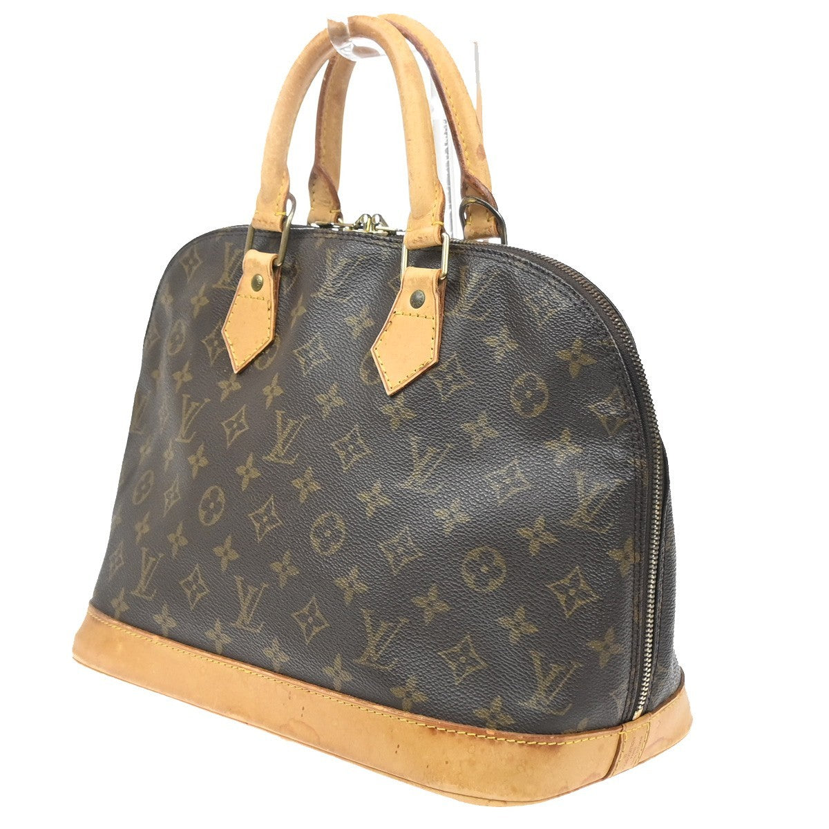 LOUIS VUITTON LV Logo Alma Hand Bag Monogram Leather Brown France M51130 88SA110