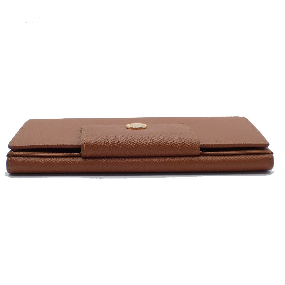 BVLGARI Logo Trifold Long Wallet Purse Leather Brown GHW Italy 04RL557