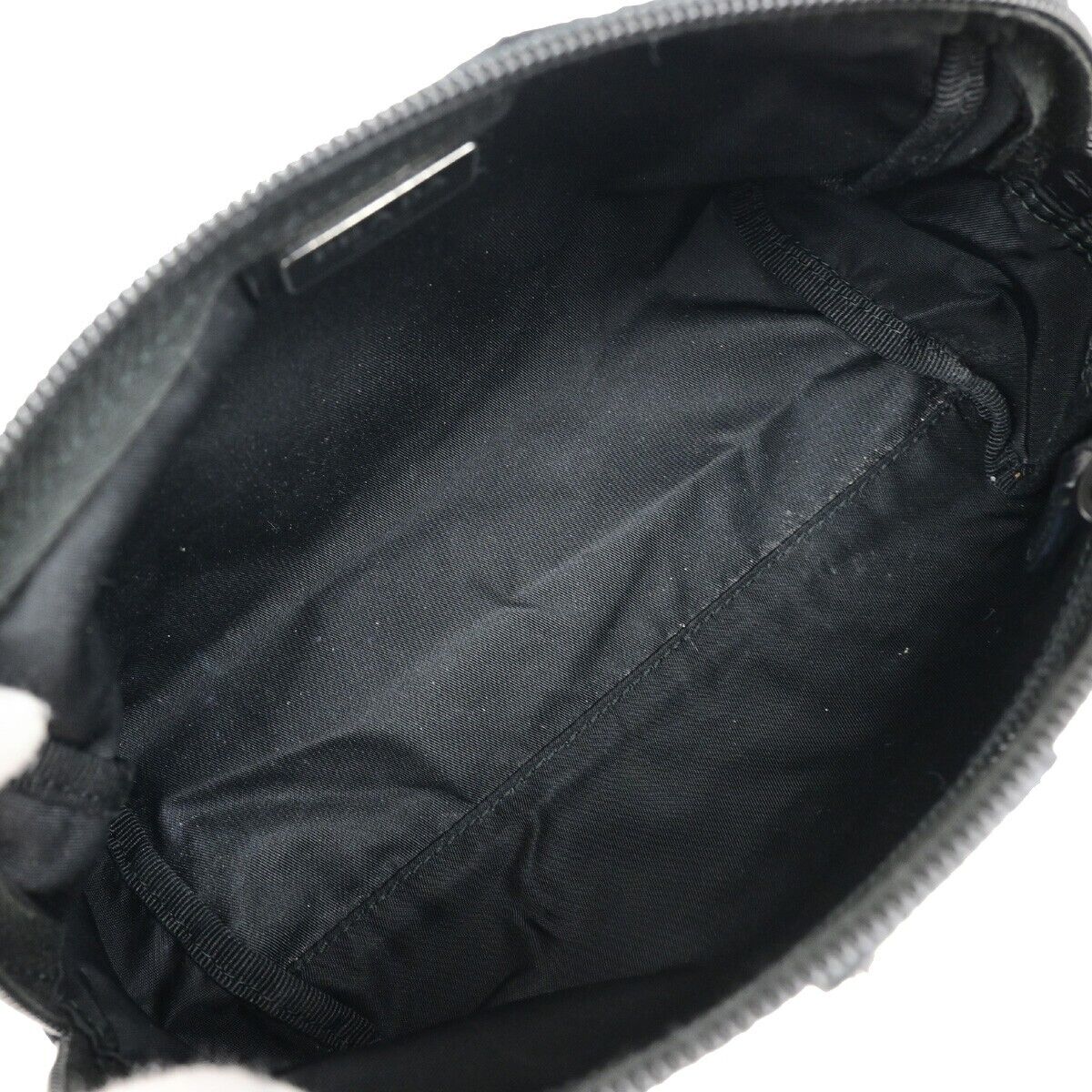 PRADA Logo Tessuto Cosmetic Pouch Nylon Leather Black Silver 32YH094