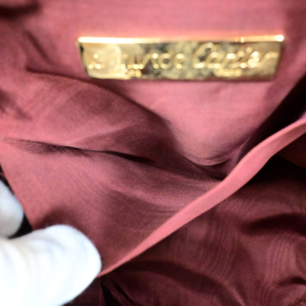 MUST DE CARTIER 2C Logo Drawstring Shoulder Bag Leather Bordeaux GHW 67YF121