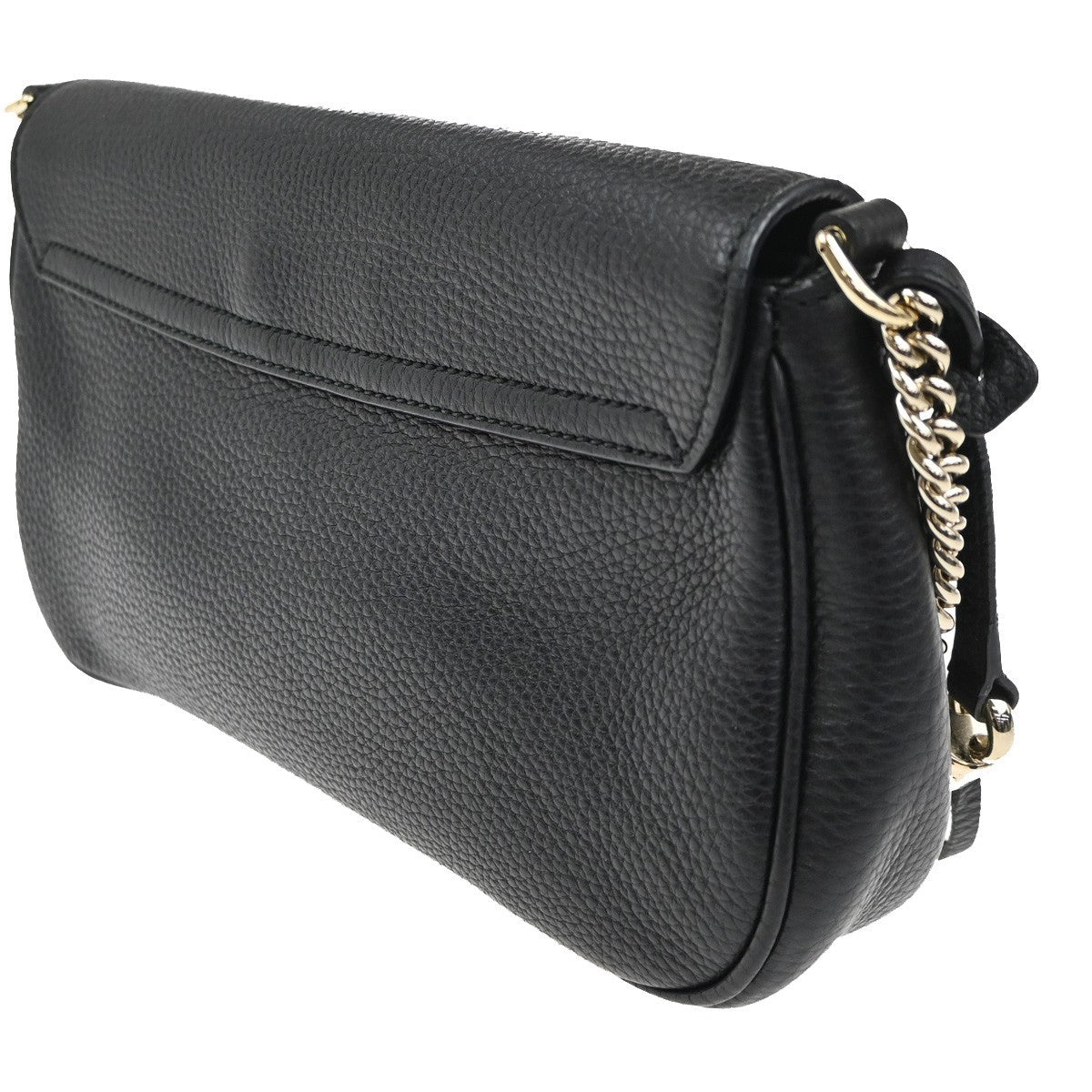 GUCCI GG Tassel Charm Crossbody Chain Shoulder Bag Leather Black Gold  99TA479