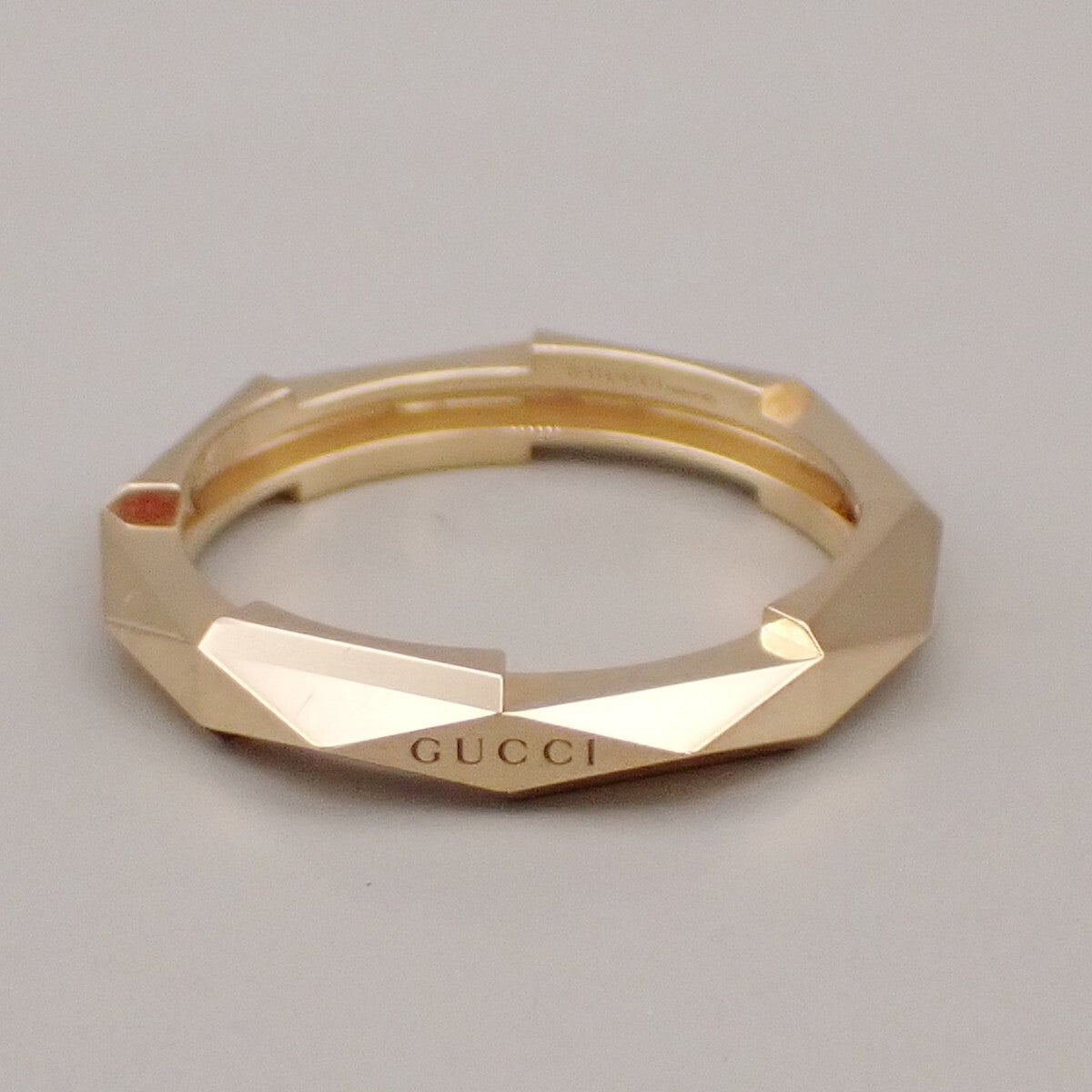 GUCCI Logo Link To Studded Ring Au750 (18K) Size 22 Yellow Gold Italy 25RK868