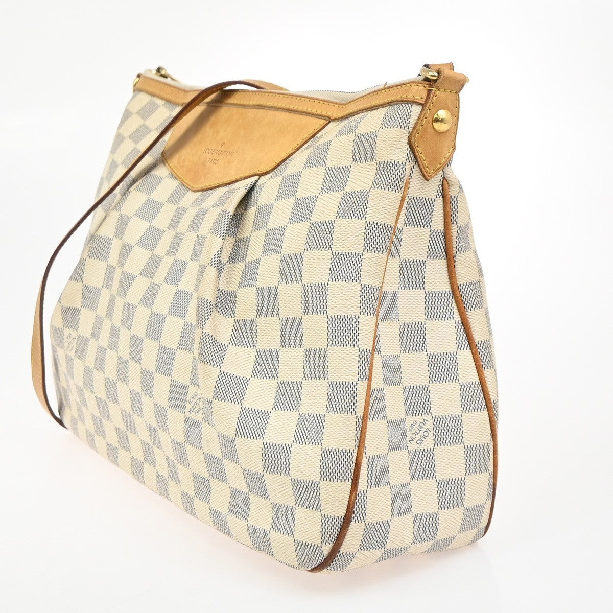 LOUIS VUITTON Siracusa PM Shoulder Bag Damier Azur Leather White N41113 99TA716