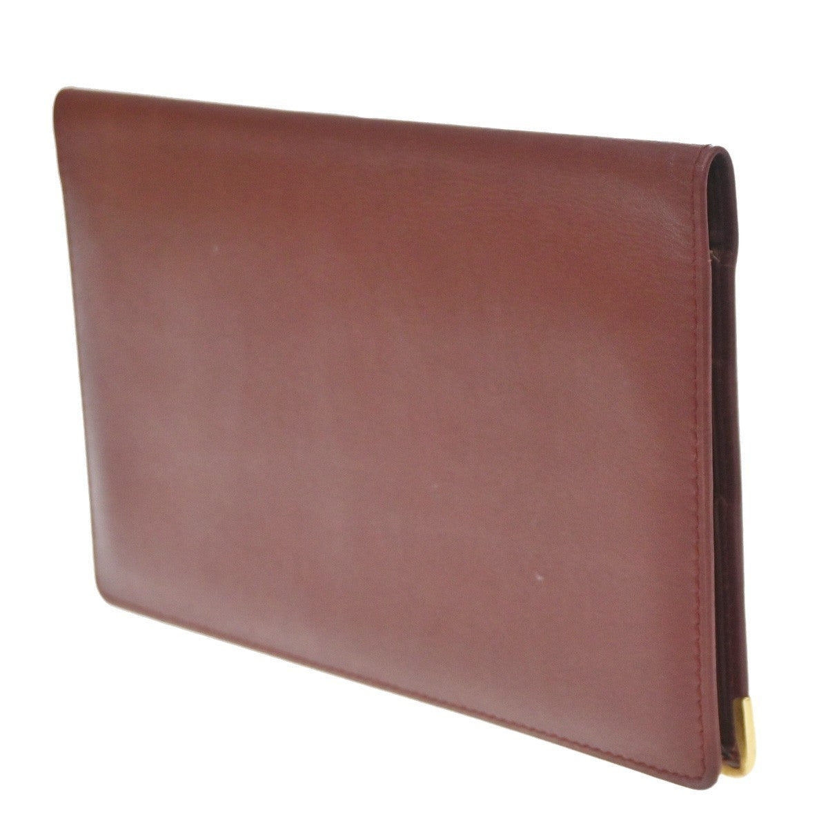 Must De Cartier 2C Logo Bifold Long Wallet Purse Leather Red Spain 08KD162