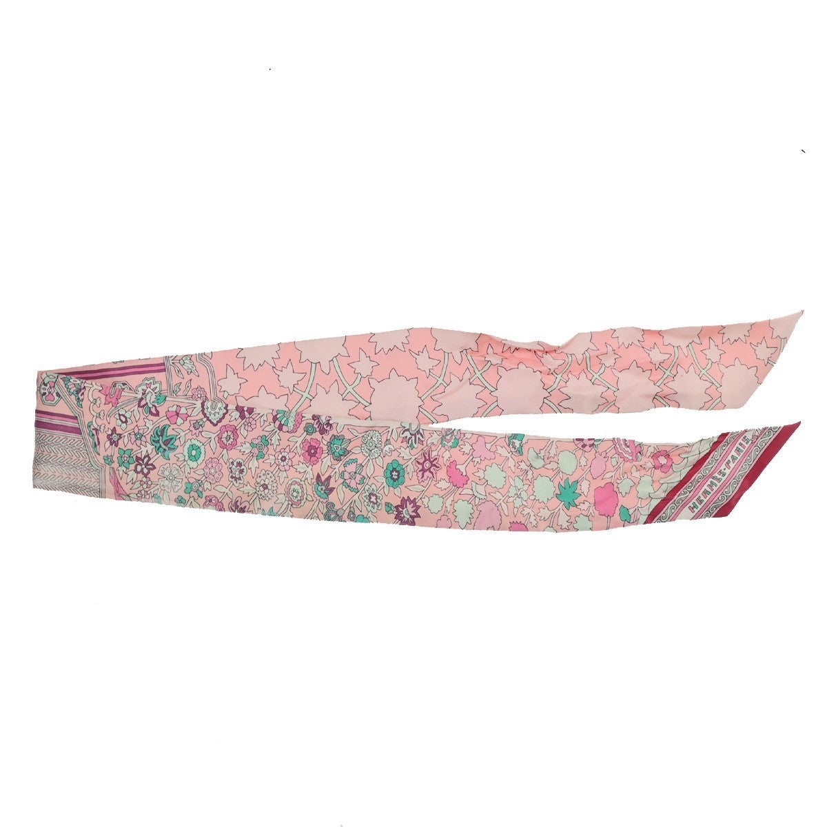 HERMES Twilly Scarf " Tapis Persans " 100% Silk Pink France 63RQ093
