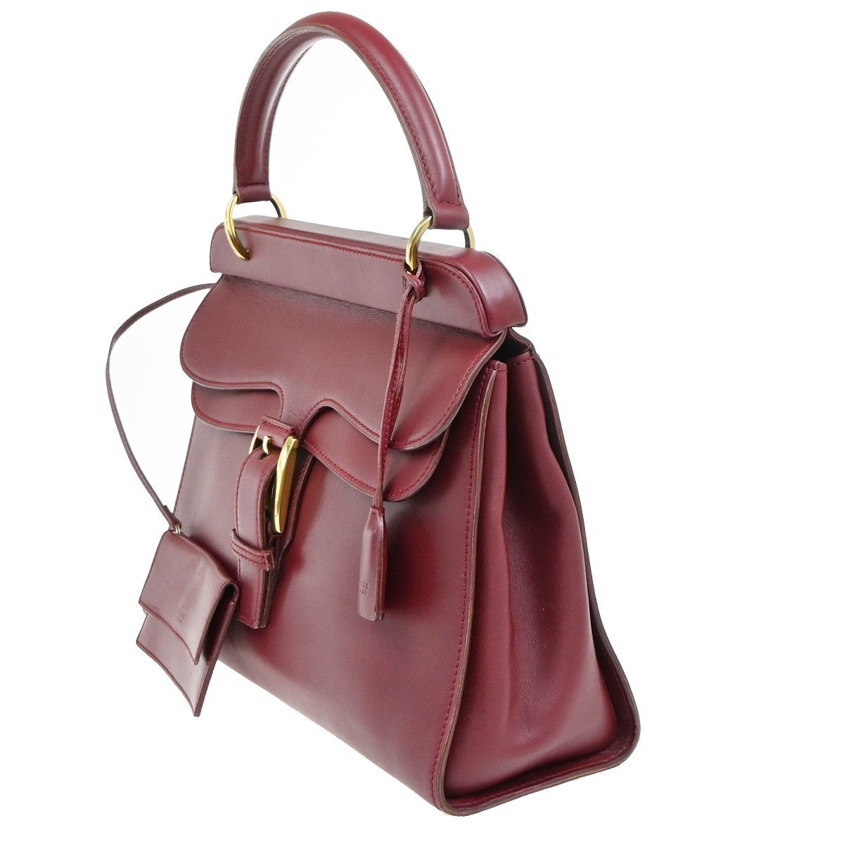 GUCCI Logo Top Handle Shoulder Hand Bag Leather Red GHW Italy 70KC634