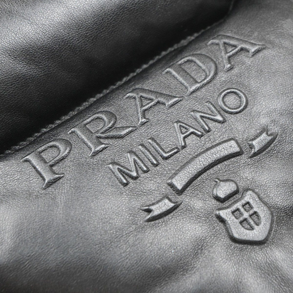 PRADA Logo Padded Hand Tote Bag Nappa Leather Black Italy 307RF799