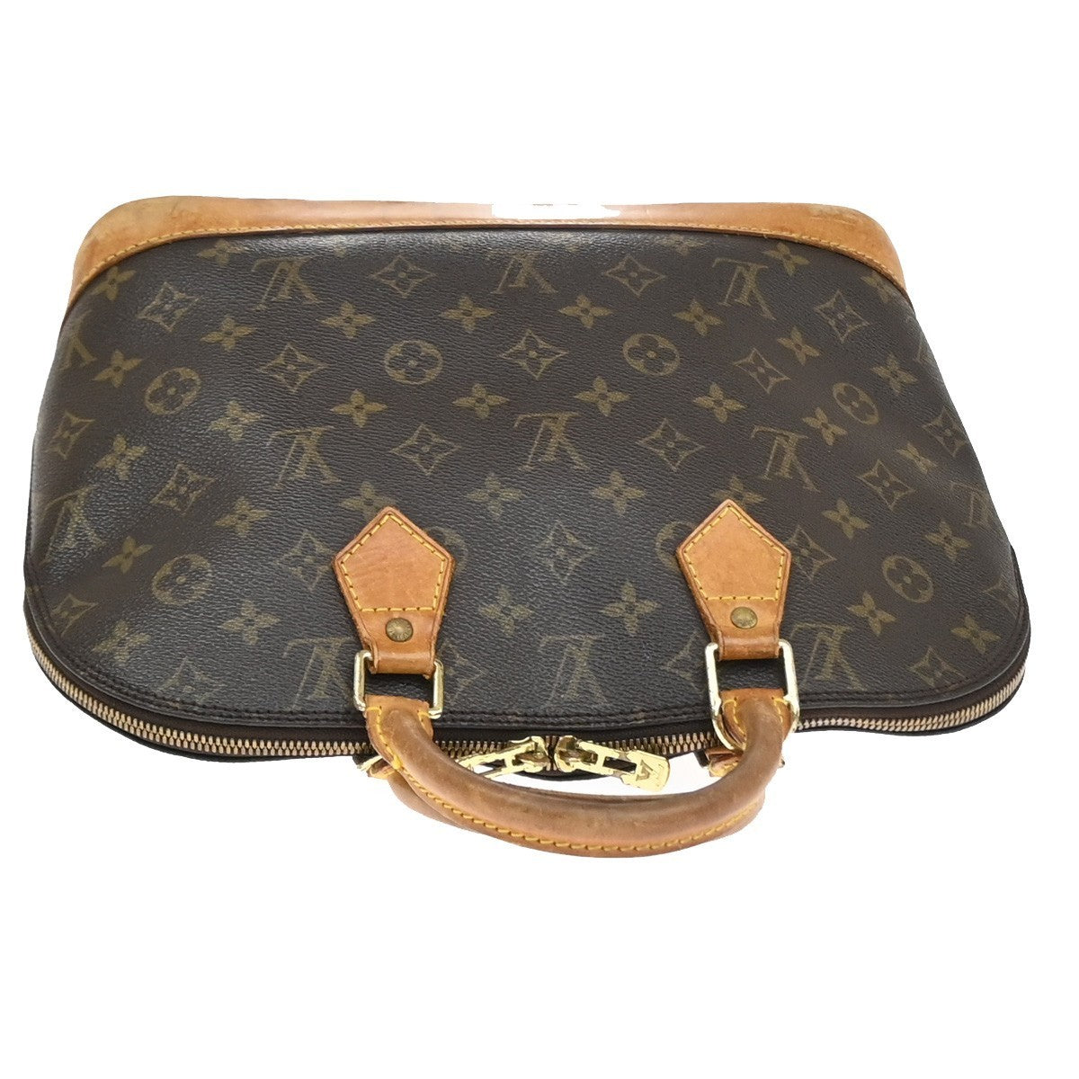 LOUIS VUITTON LV Logo Alma Hand Bag Monogram Leather Brown France M51130 87YJ204