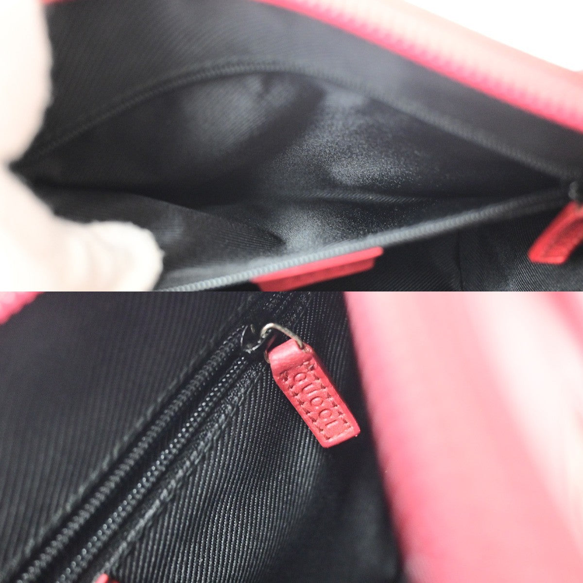 GUCCI Logo GG Pattern​ Hand Bag Canvas Leather Red Black GHW Italy 70KD119