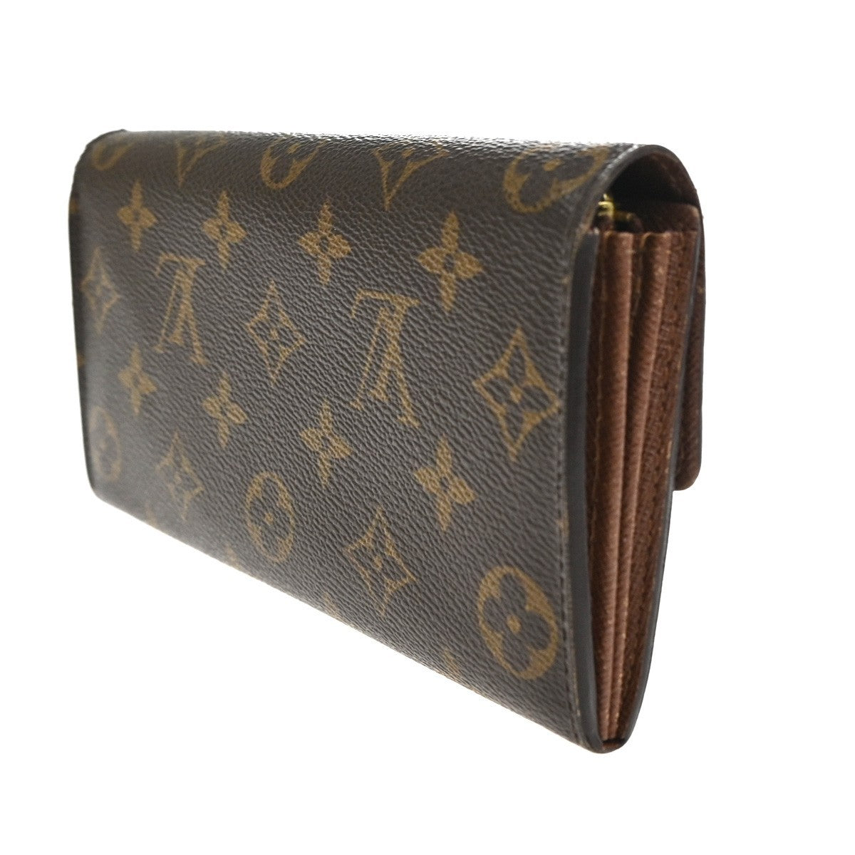 LOUIS VUITTON LV Logo 2 Set Bifold Wallet Monogram Leather Brown 65KC913