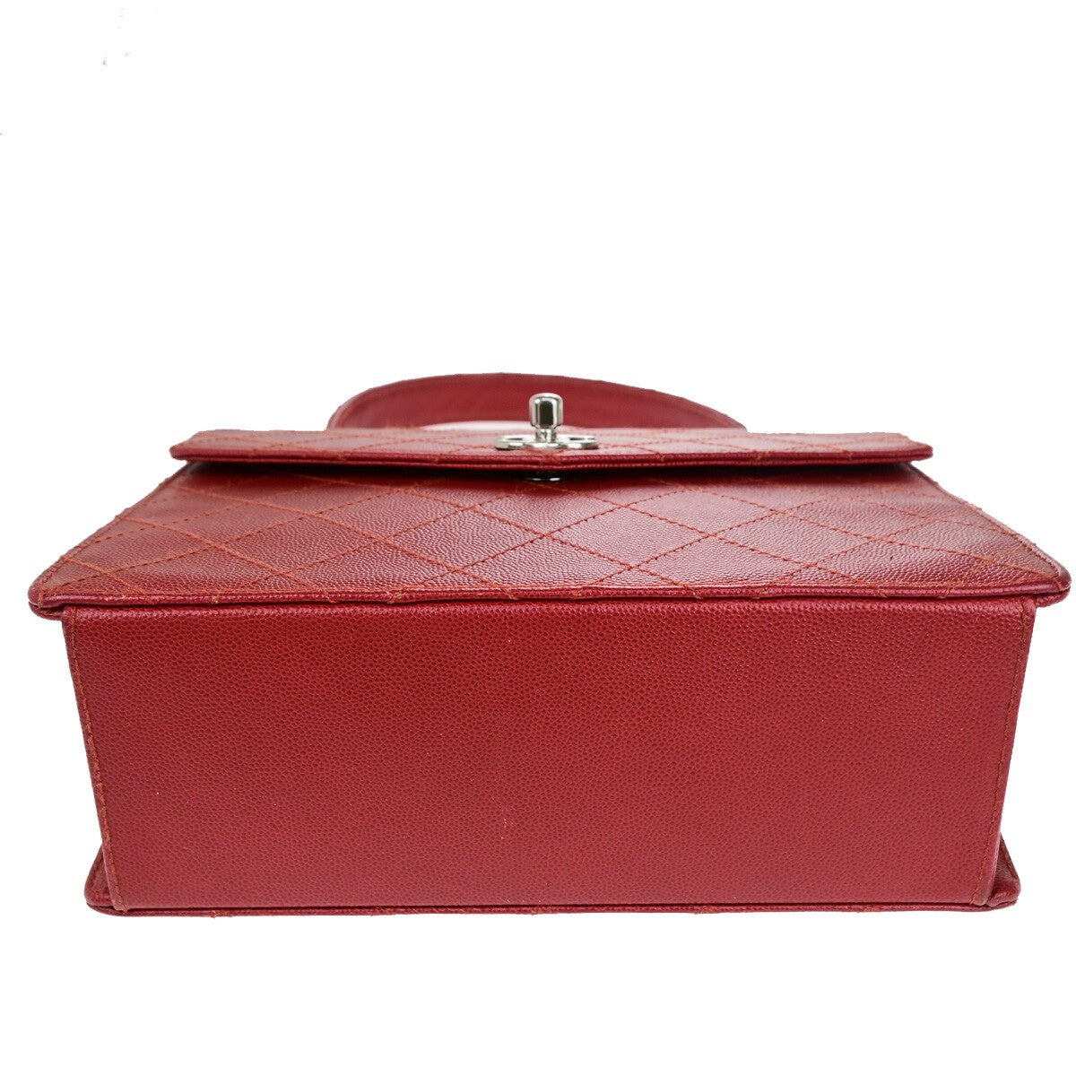 CHANEL CC Matelasse Hand Bag Grained Calfskin Leather Red SHW Vintage 626RK692
