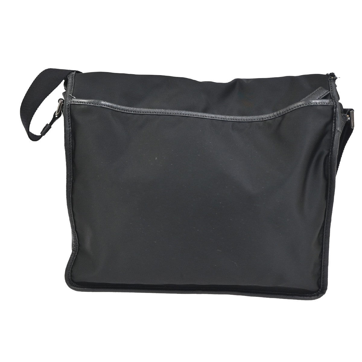 PRADA MILANO Logo Tessuto Messenger Shoulder Bag Nylon Leather Black 09CA778