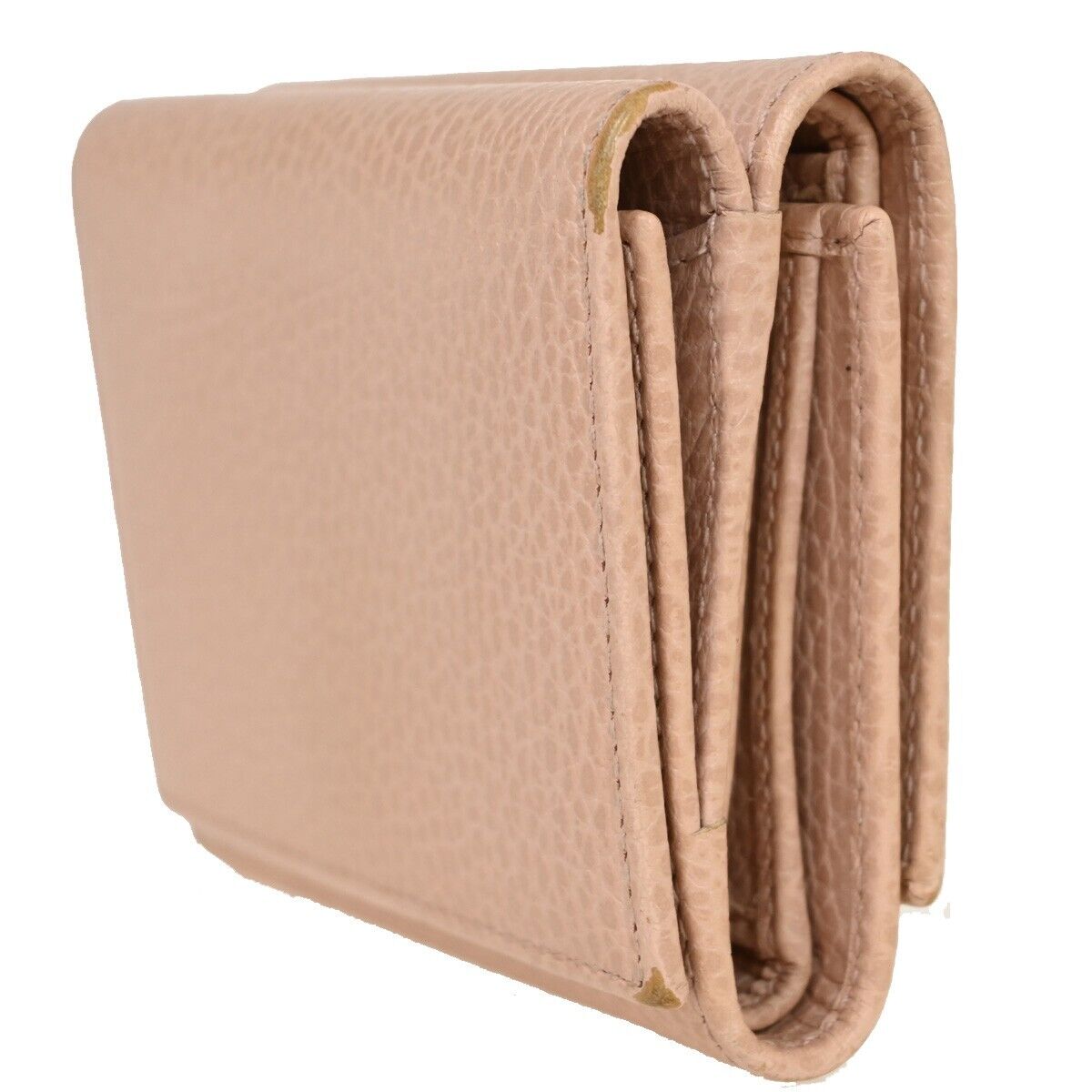 GUCCI GG Logo Marmont Trifold Wallet Purse Leather Pink Made In Italy 65KA092