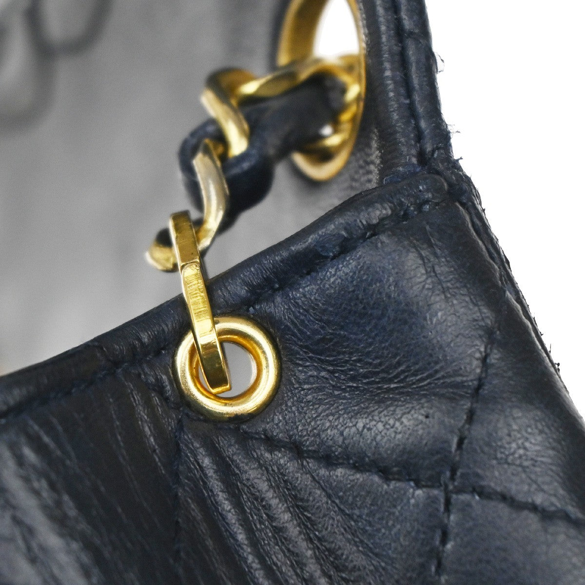 CHANEL CC Logo Mini Matelasse Chain Shoulder Bag Leather Blue GHW 373RL397