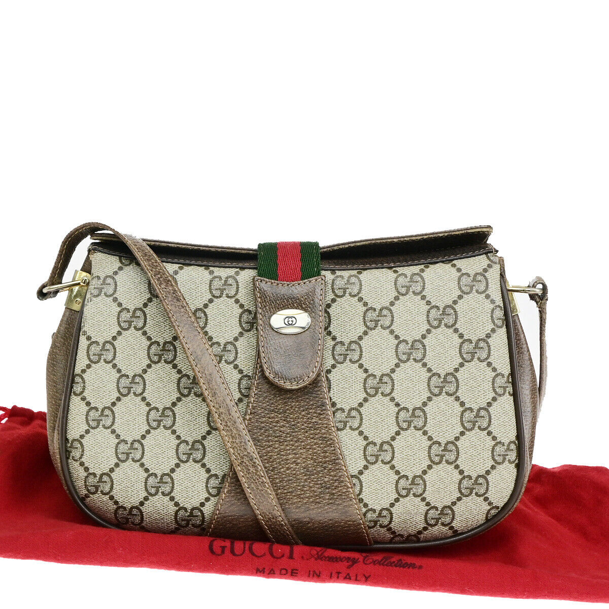 GUCCI Logo Sherry GG Pattern Shoulder Bag PVC Leather Brown Italy 67YF251