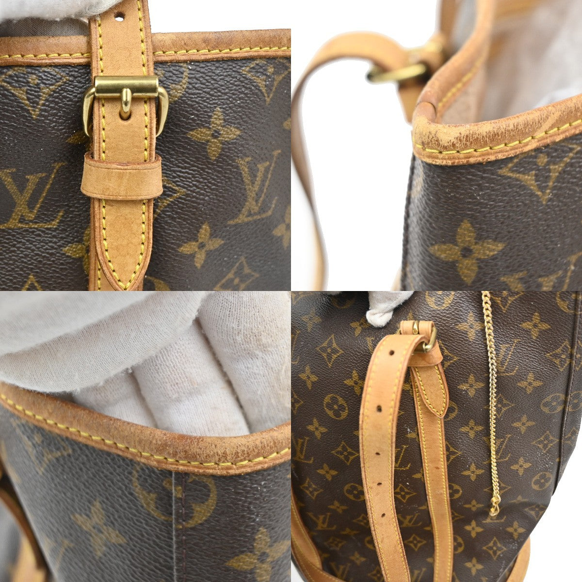LOUIS VUITTON BUCKET GM Shoulder Tote Bag Monogram Leather Brown M42236 64TA084