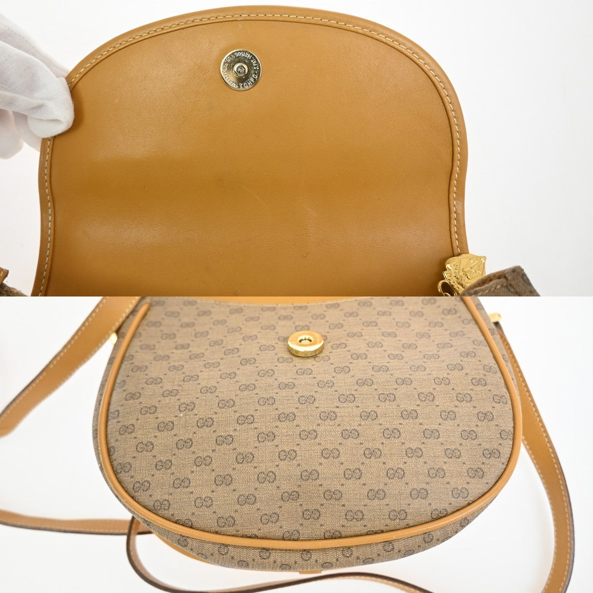 GUCCI Logo Micro GG Pattern Mini Shoulder Bag PVC Leather Brown GHW Itay 69YJ034