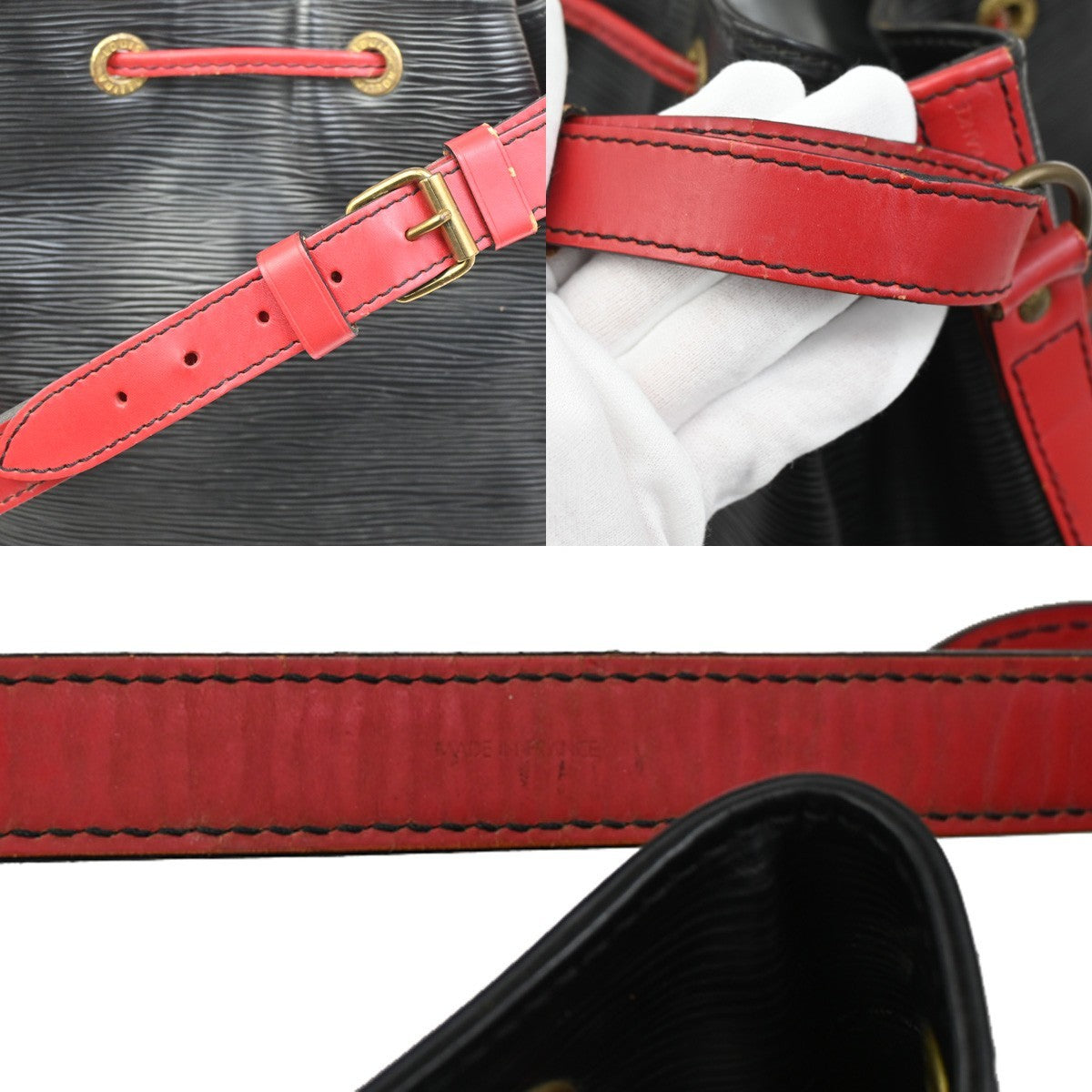 LOUIS VUITTON Noe GM Bicolor Shoulder Bag Epi Leather Black Red  M44017 32KB811