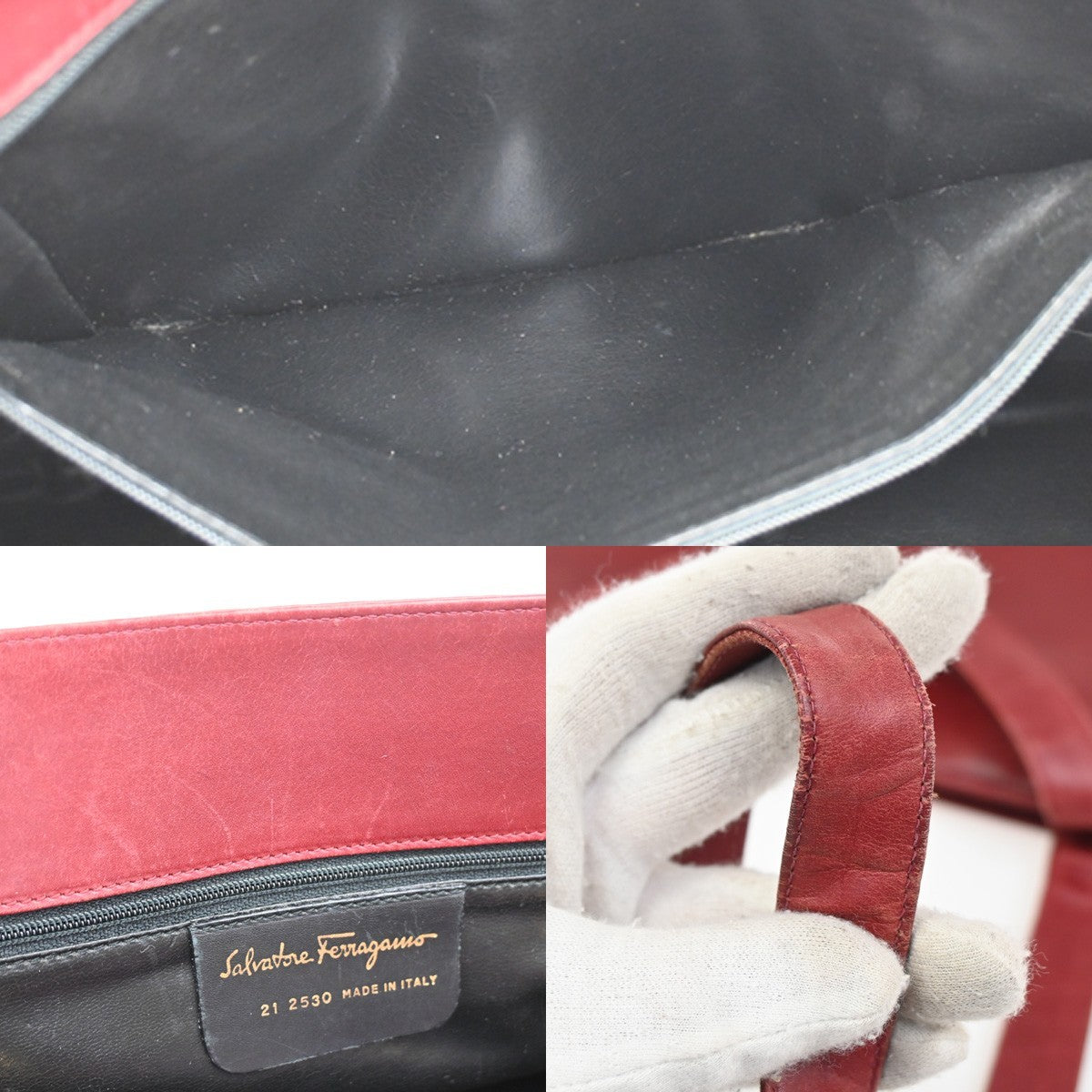 SALVATORE FERRAGAMO Vara Bow Shoulder Bag Leather Red GHW Italy 01DA229