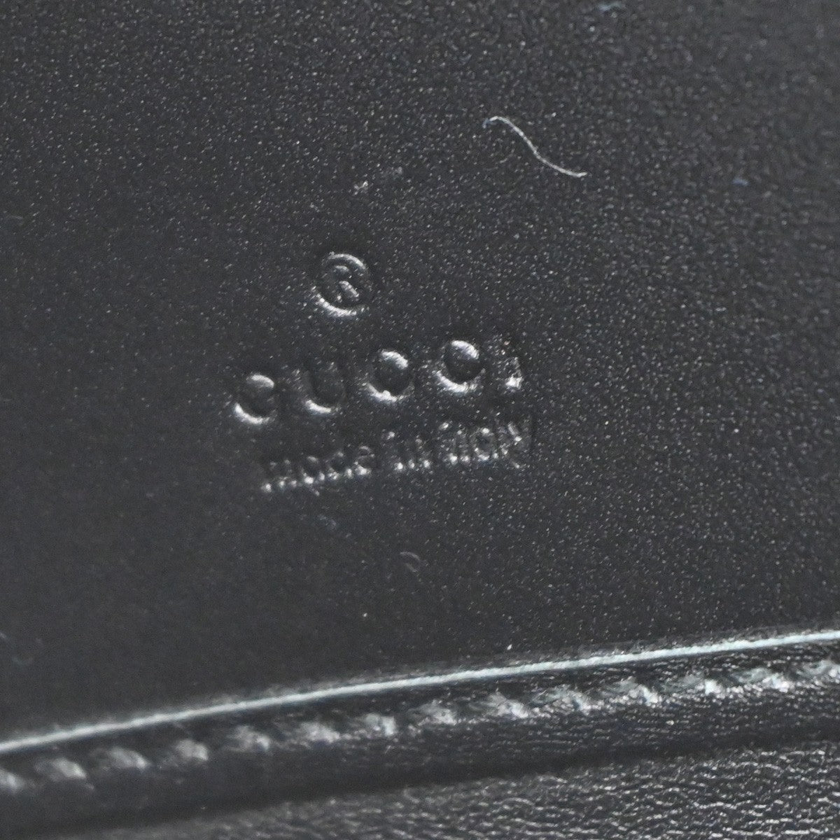 GUCCI Logo Guccissima GG Pattern Long Zipper Wallet Leather Black Gold 02KB378