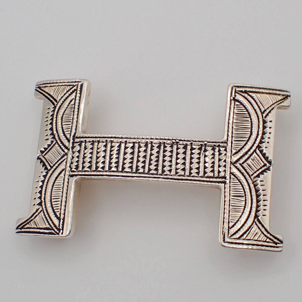 HERMES Logo Touareg Belt Buckle Ag925 Silver Accessory 19RK947