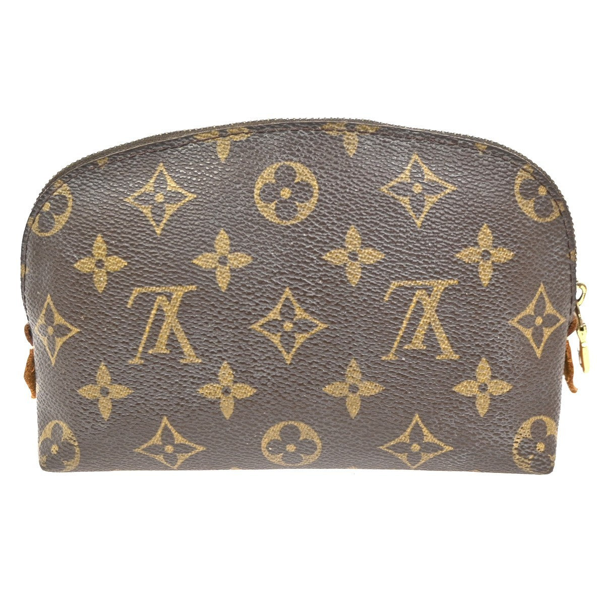 LOUIS VUITTON Logo Pochette Cosmetic Pouch Monogram Leather Brown M47515 02CA745