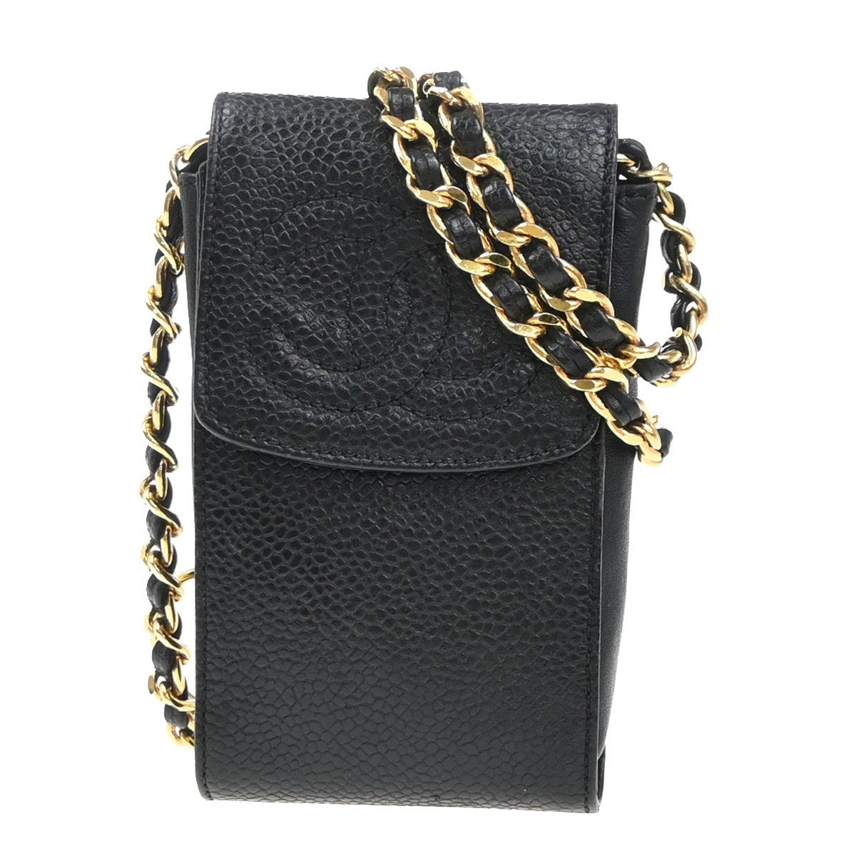 CHANEL Mini Cigarette Case Bag Grained Calfskin Leather Black Vintage 99RP057