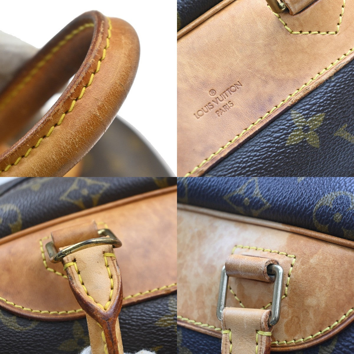 LOUIS VUITTON LV Logo Deauville Hand Bag Monogram Leather Brown M47270 37MA612