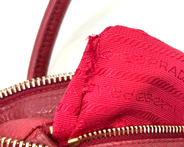 PRADA Logo 2way Crossbody Shoulder Hand Bag Embossing Leather Red GHW 84MA284