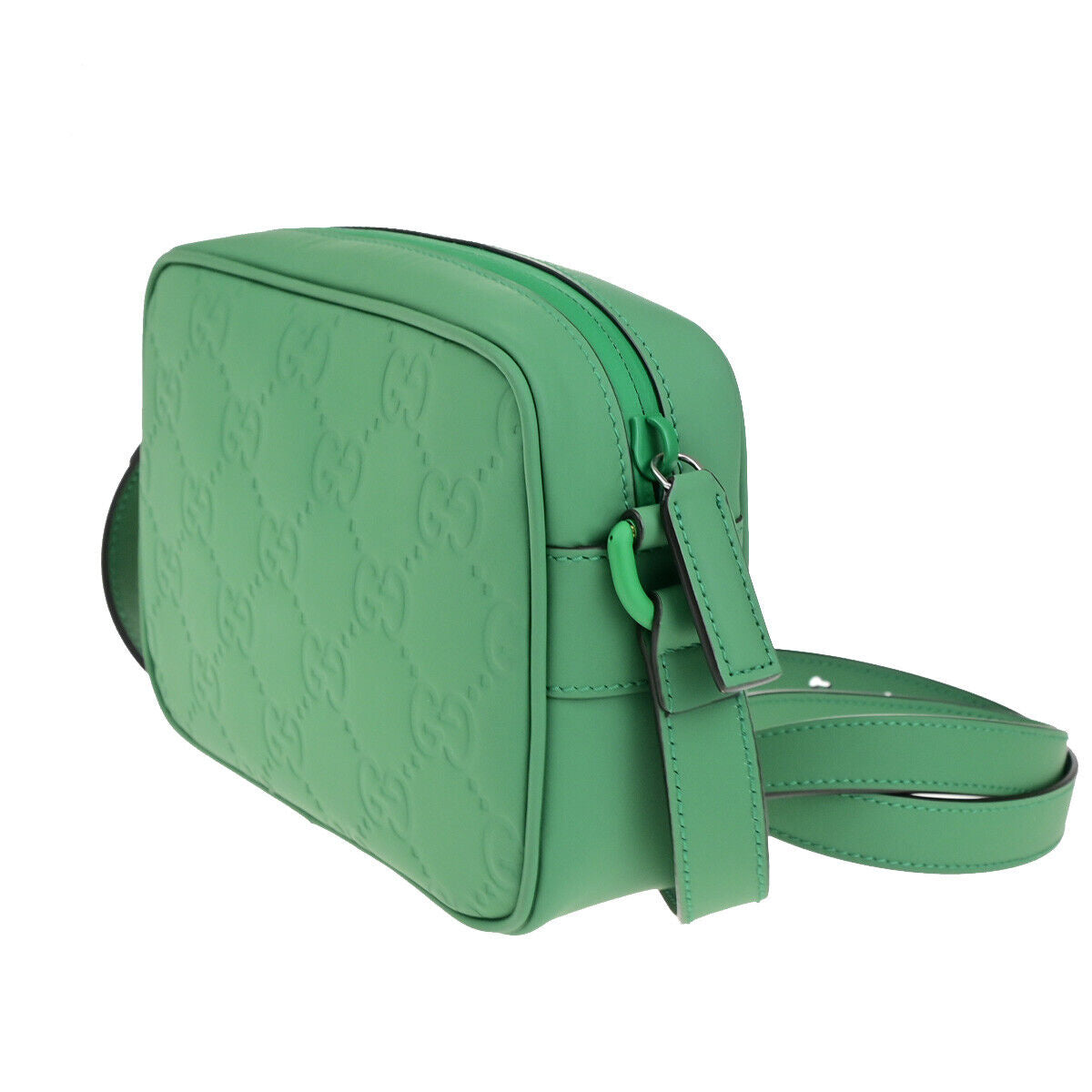 GUCCI Logo GG Rubber Effect Leather Mini Shoulder Bag Green Italy 602RK729