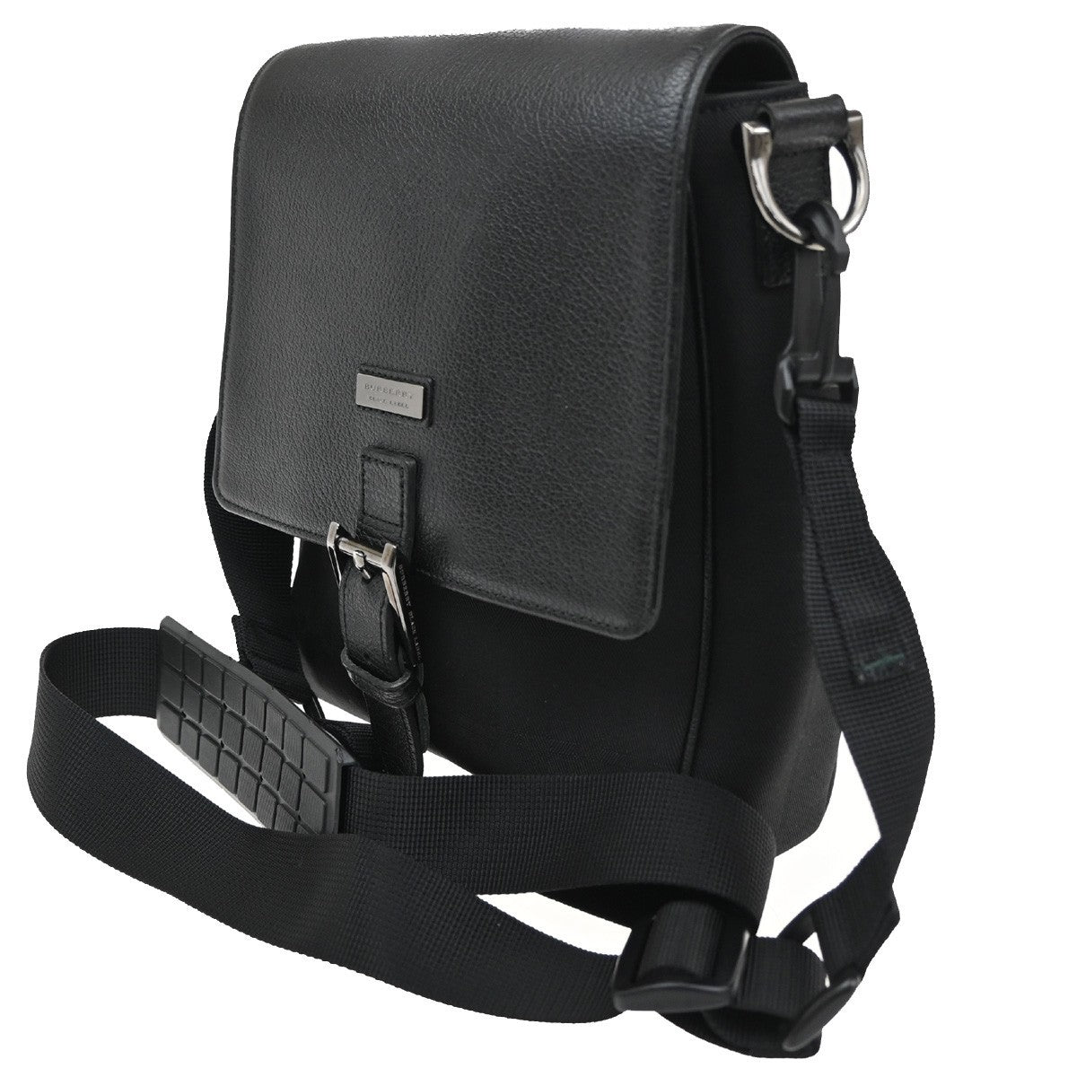 Burberry  Black Label Shoulder Bag Crossbody Check Nylon Leather Black 67CA360