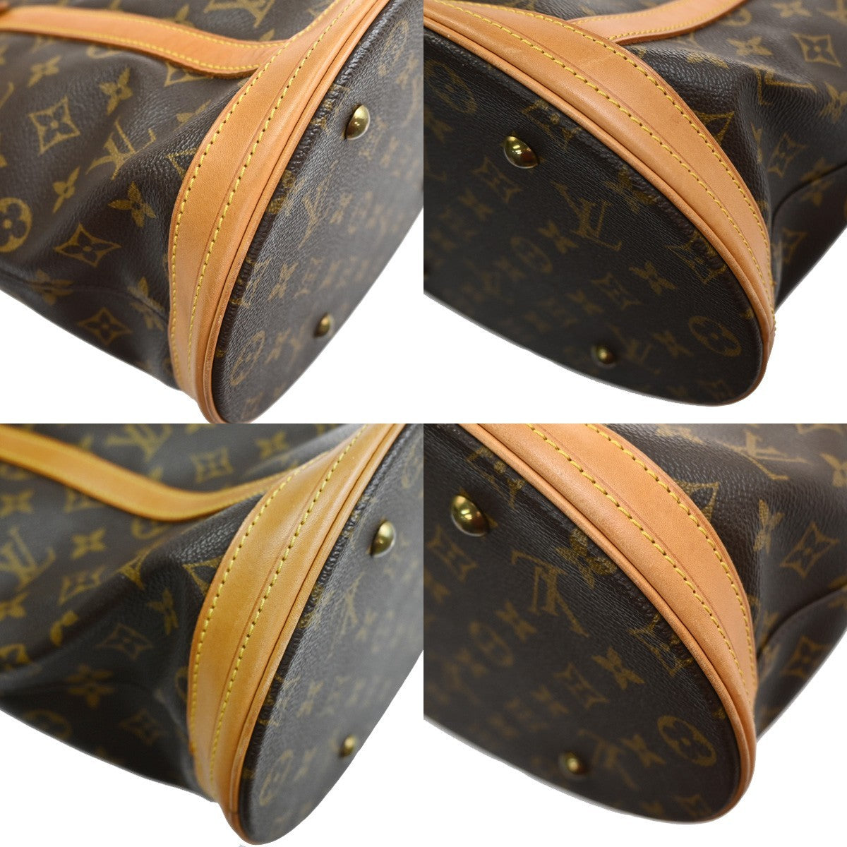 LOUIS VUITTON BUCKET GM Shoulder Tote Bag Monogram Leather Brown M42236 88YJ102