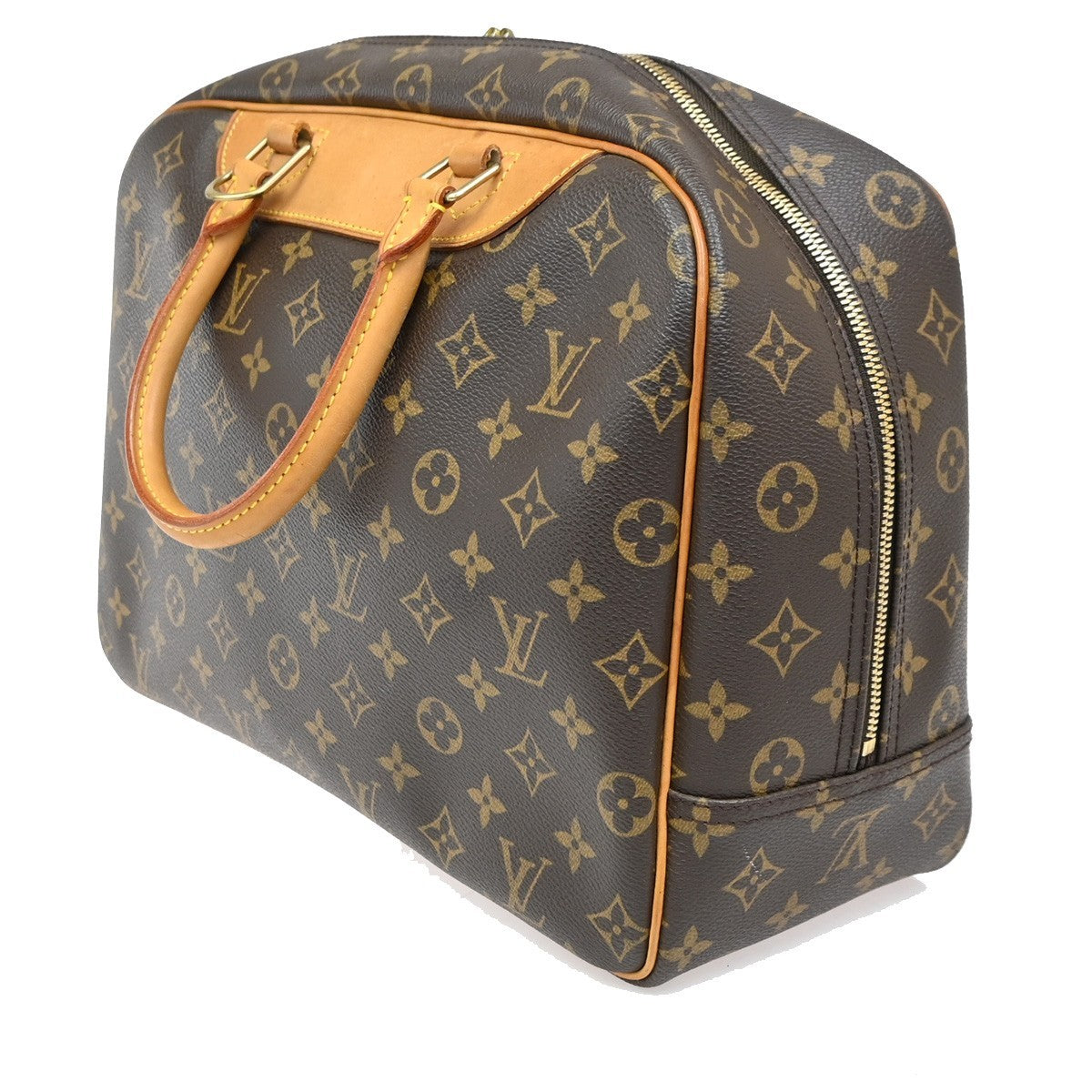LOUIS VUITTON LV Logo Deauville Hand Bag Monogram Leather Brown M47270 34KC421