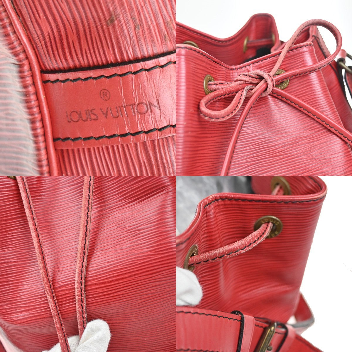 LOUIS VUITTON Petit Noe Drawstring Shoulder Bag Epi Leather Red M44107 37KC770