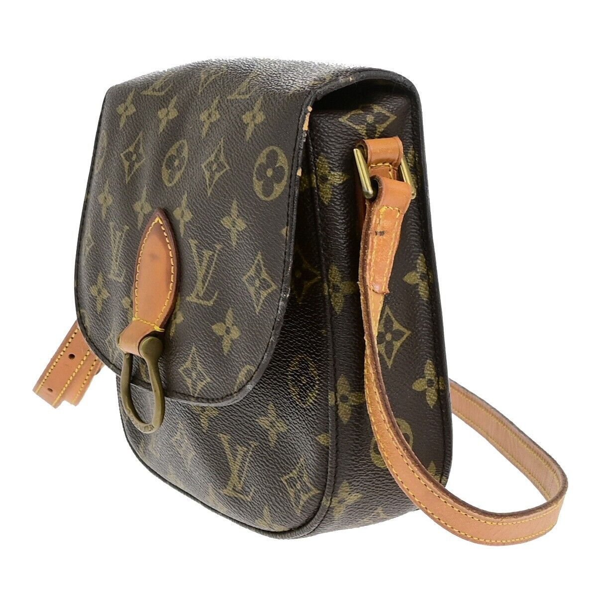 LOUIS VUITTON Saint Cloud MM Shoulder Bag Monogram Leather Brown M51243 35ED021
