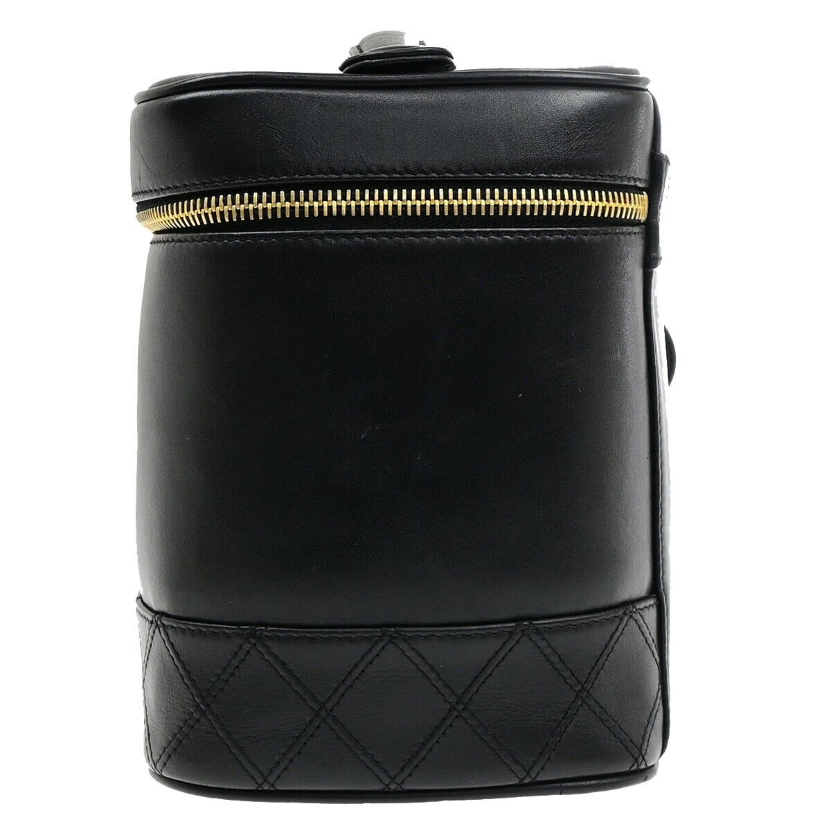 CHANEL CC Logo Bicolore Vanity Hand Bag Leather Black GHW Italy 76ED424