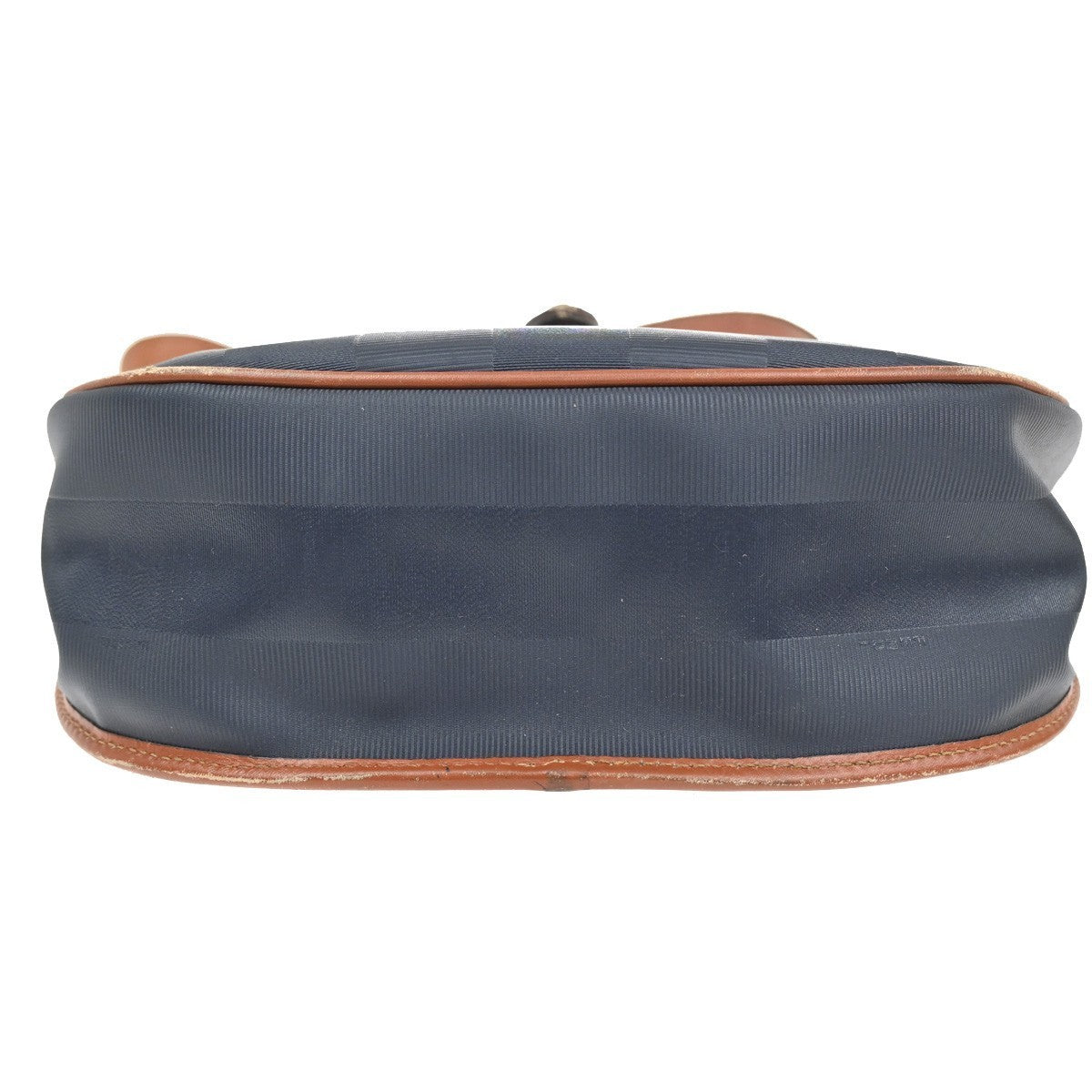 FENDI Pequin Pattern Shoulder Bag Canvas Leather Blue Brown GHW Italy 31TA412