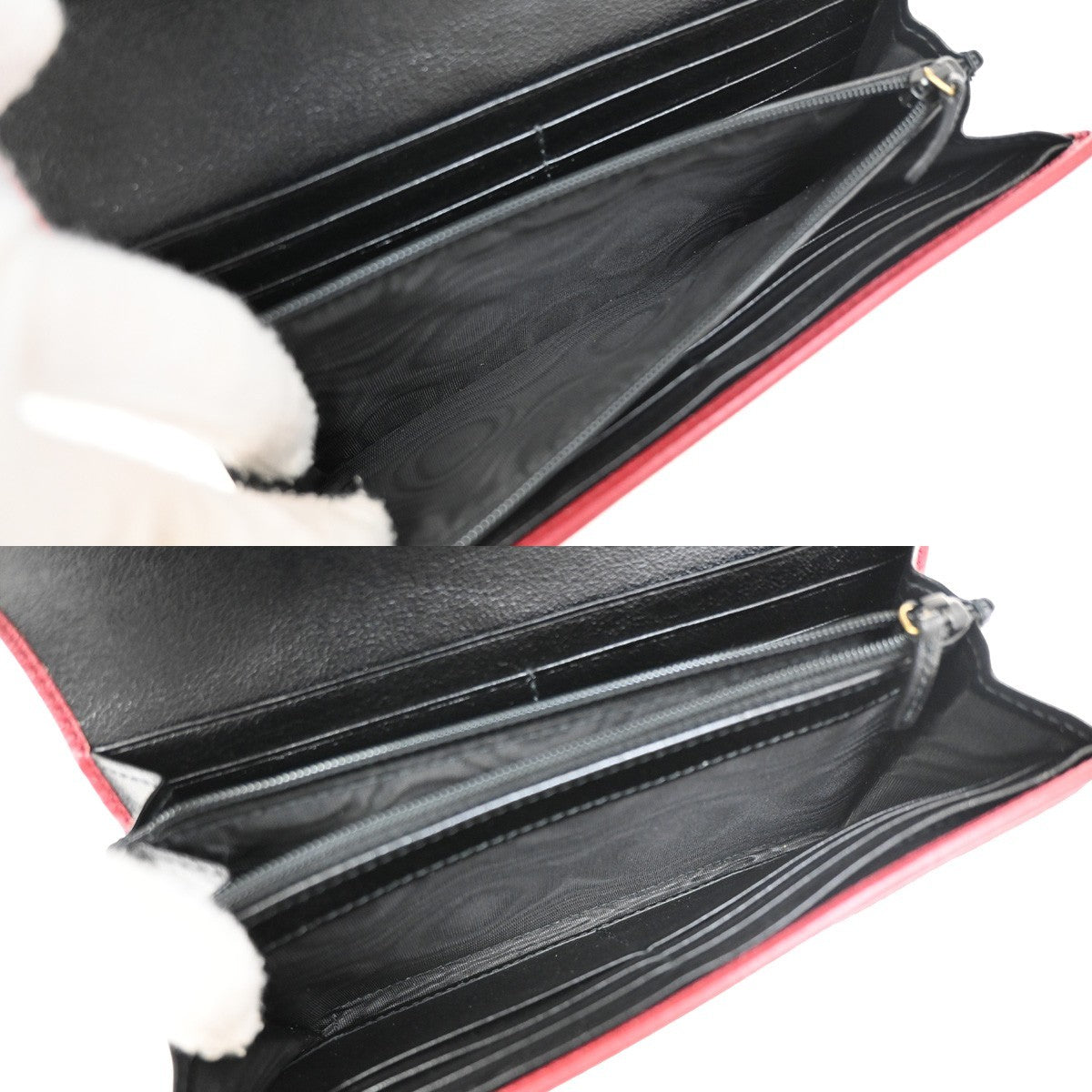 GUCCI GG Logo Marmont Continental Long Wallet Leather Black Beige Red 82RL528