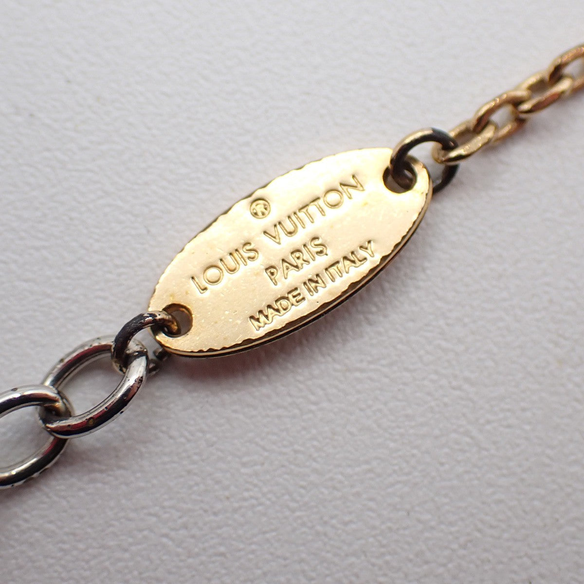 LOUIS VUITTON Logomania Chain Long Necklace Gold Silver M68074 Italy 30KP558