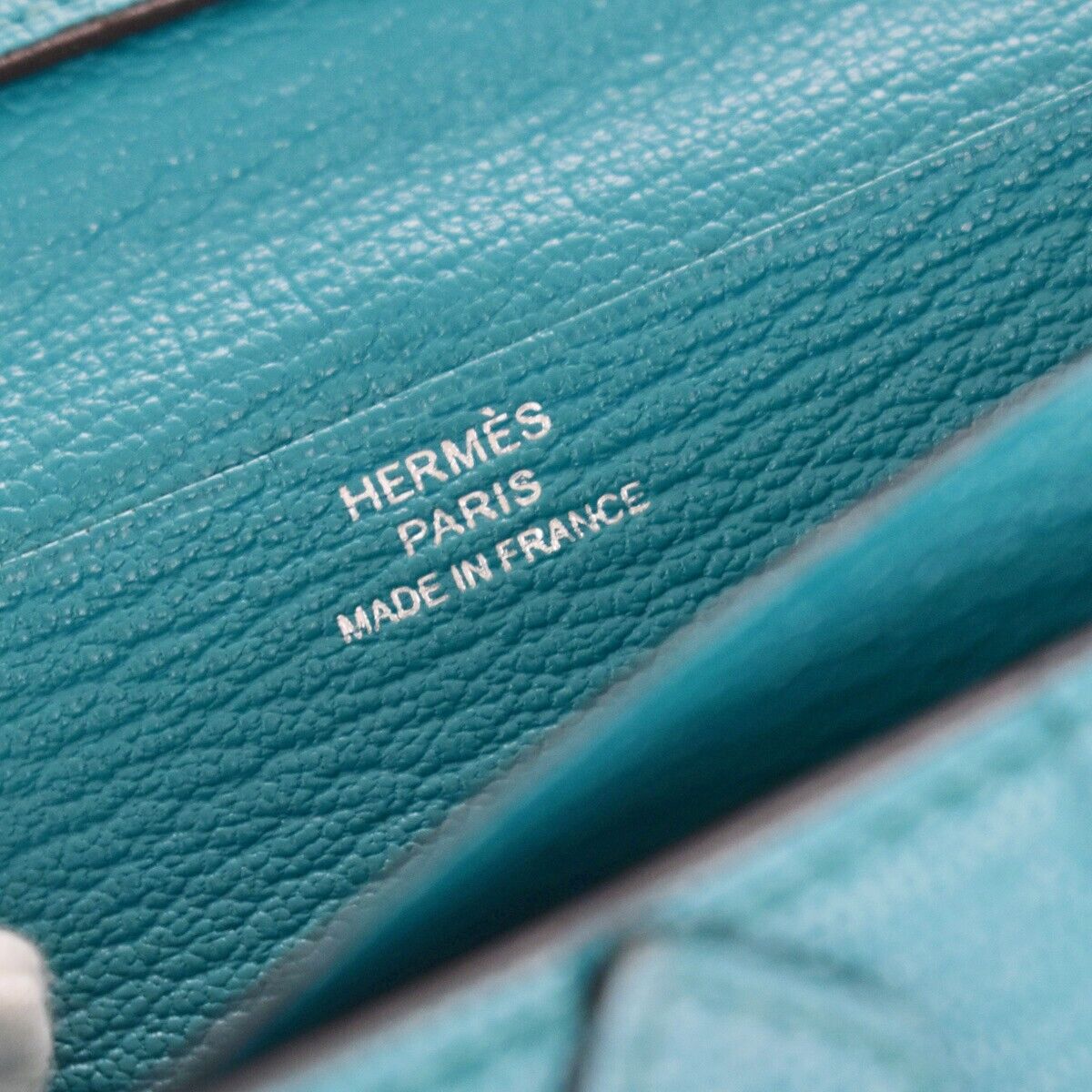 HERMES H Logo Bearn Long Bifold Wallet Purse Chevre Leather Green 32RH514