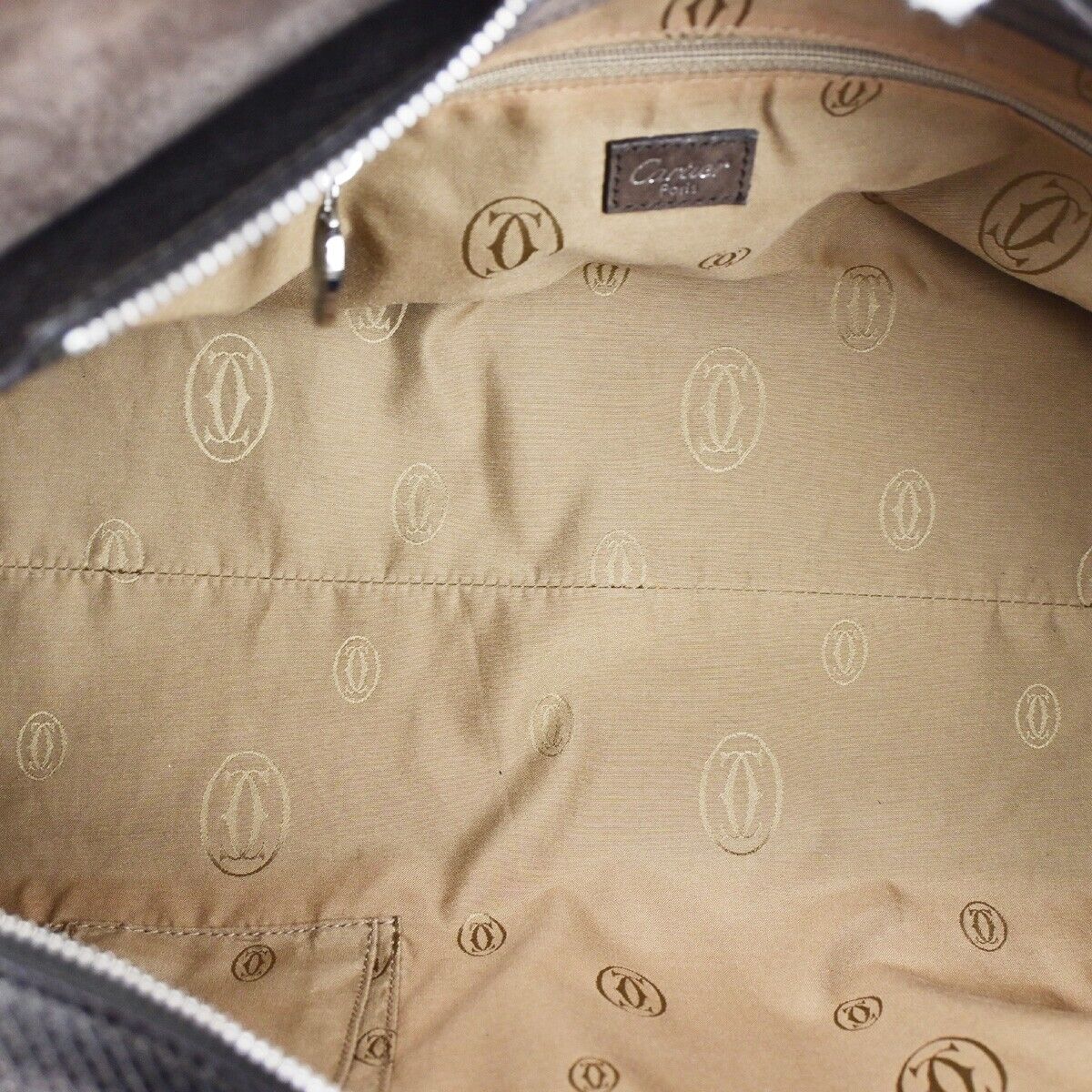 CARTIER 2C Logo 2Way Hand Shoulder Bag Leather Suede Brown Italy 31SH802